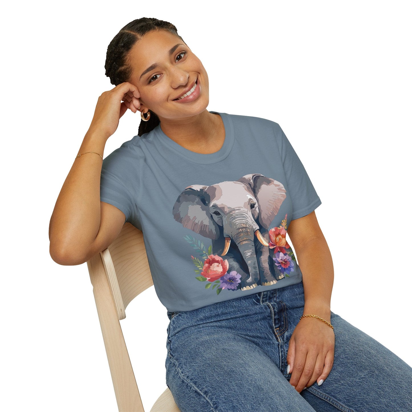 Elephant T Shirt Unisex Gildan Softstyle 64000 100 Percent Ring Spun Cotton Casual Tee