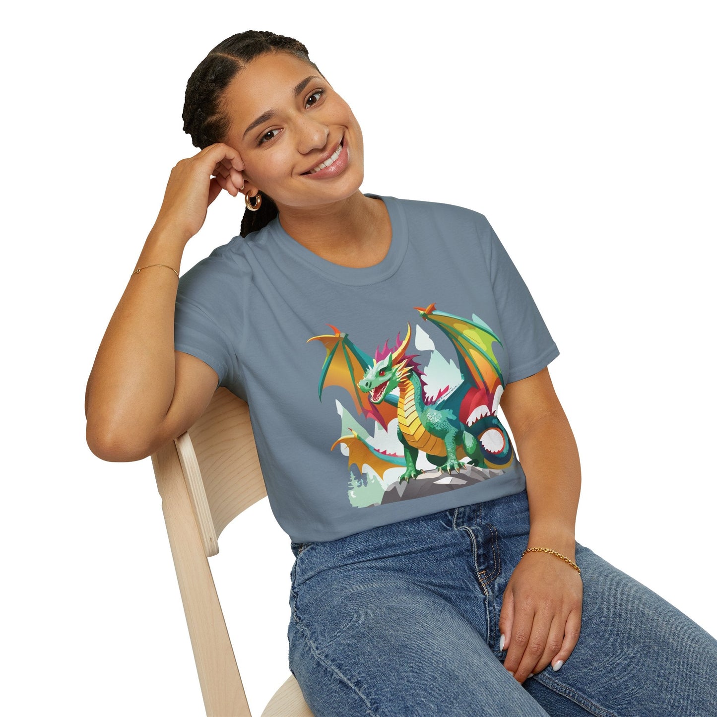 Dragon Graphic Unisex Cotton Softstyle Art Design Tee With Animals 2