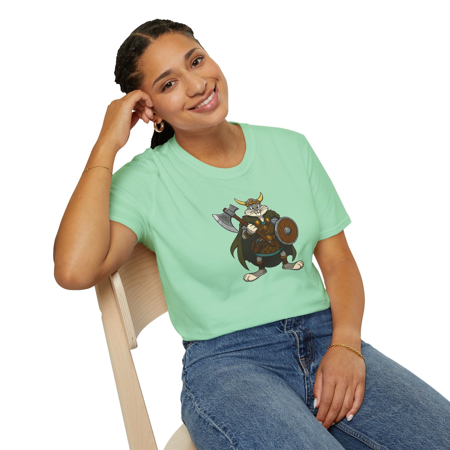 Cartoon Bunny Graphic Unisex Cotton Animal Animation Artwork Design Tee 6