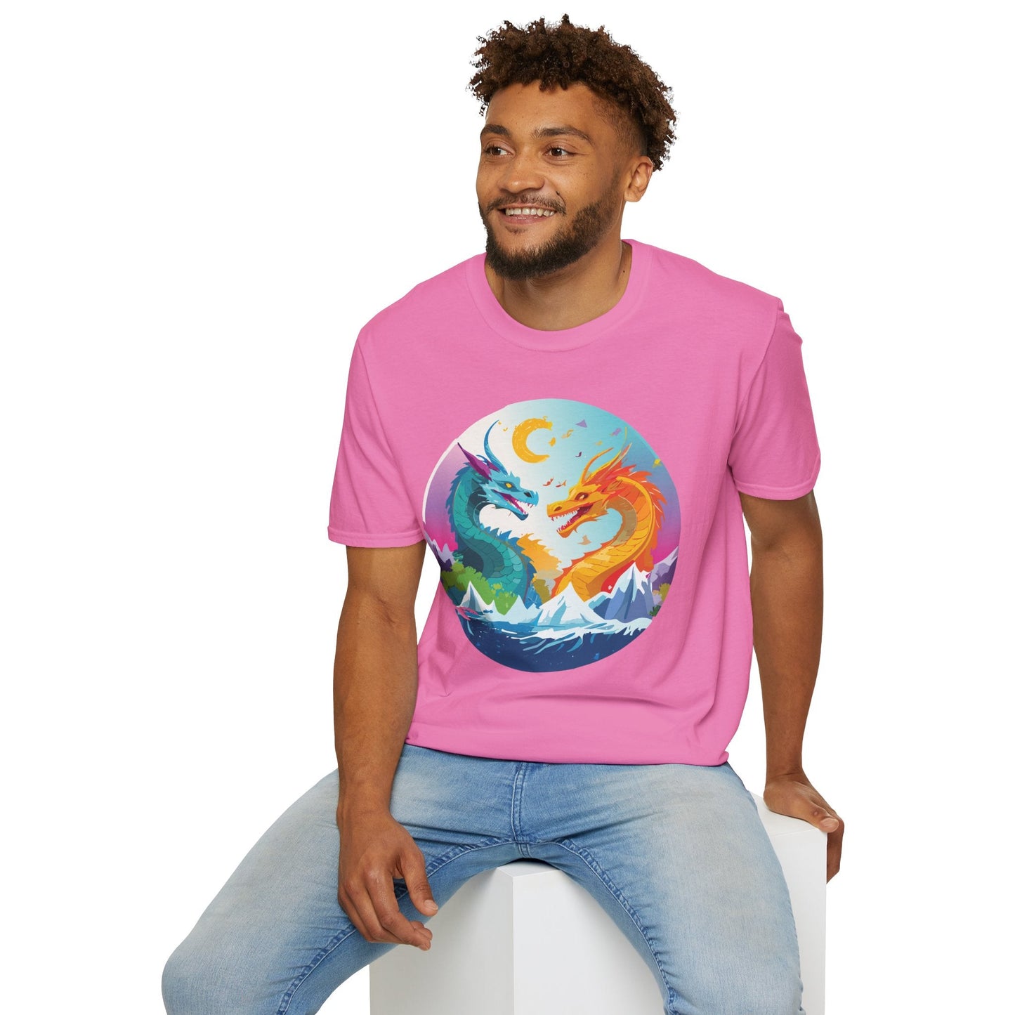 Dragon Graphic Unisex Cotton Softstyle Art Design Tee With Animals 29