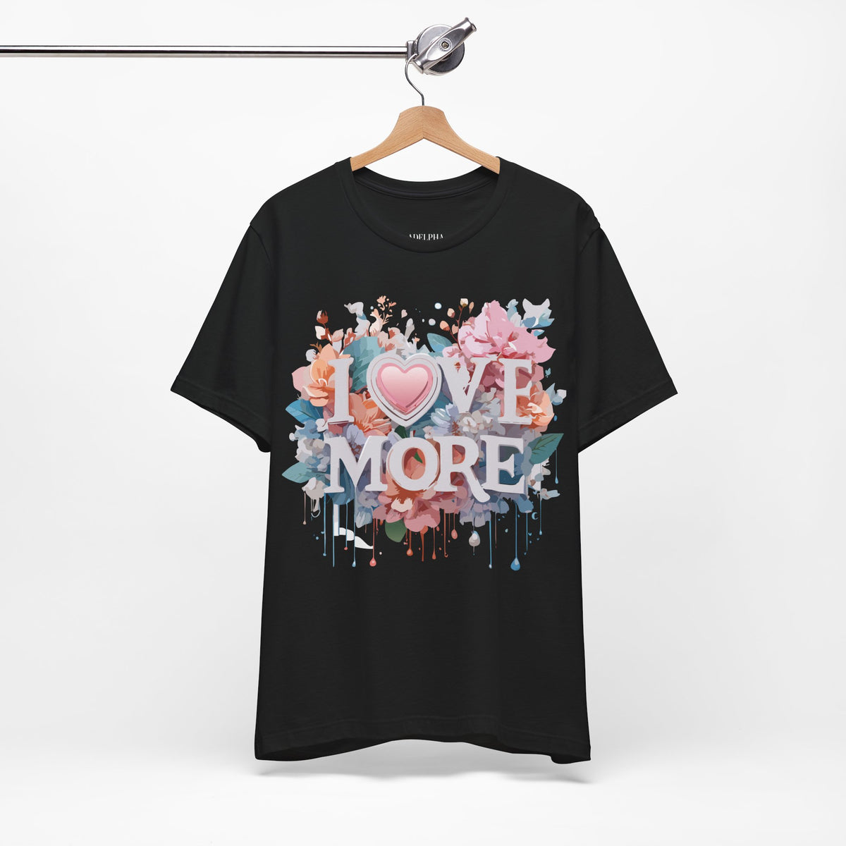 Valentine's Day Graphic Unisex Cotton Bella+Canvas Tee with Floral Art Design d114