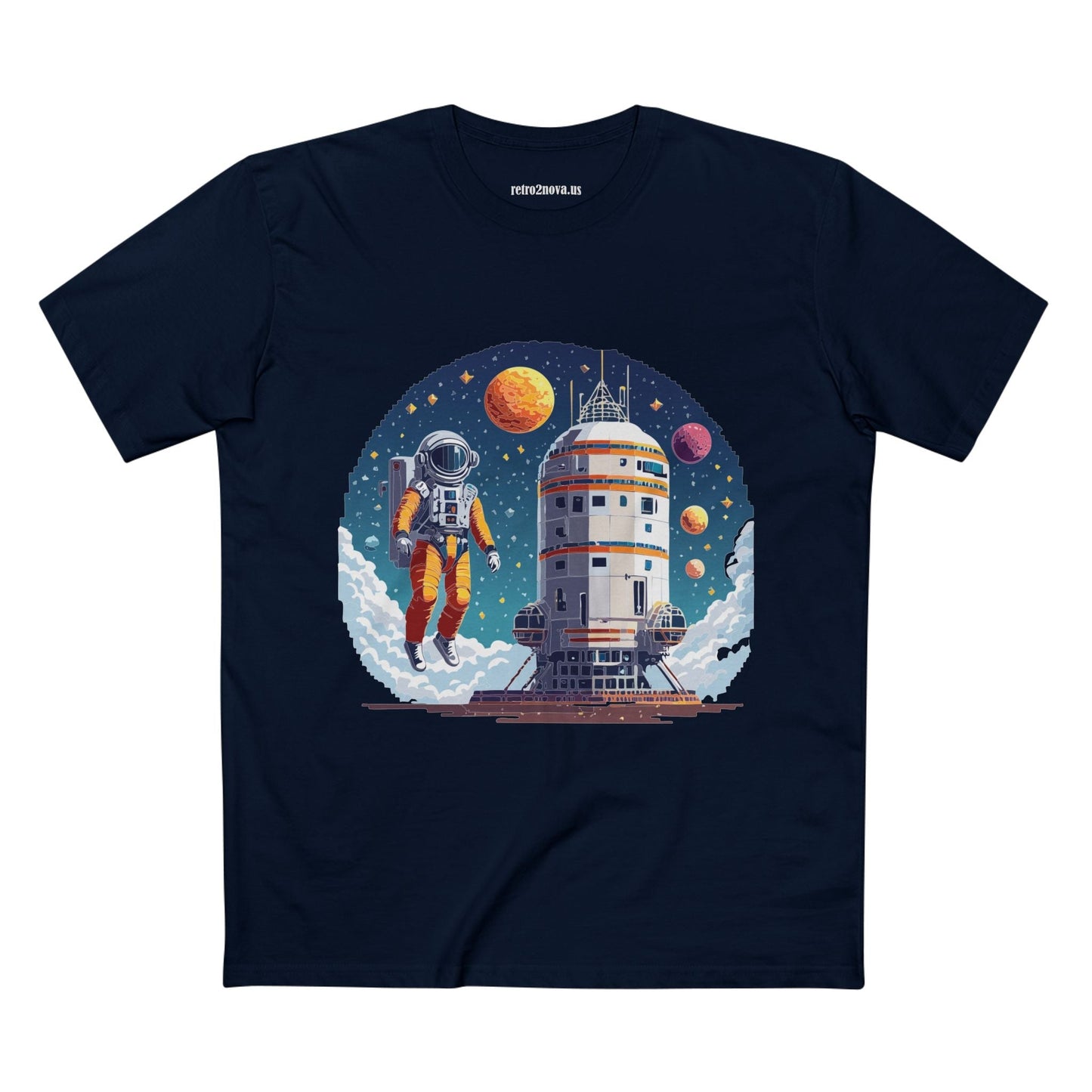 Cosmos Astronaut Shirt Unisex Premium Cotton Tee With Original Art By Retro2Nova Design