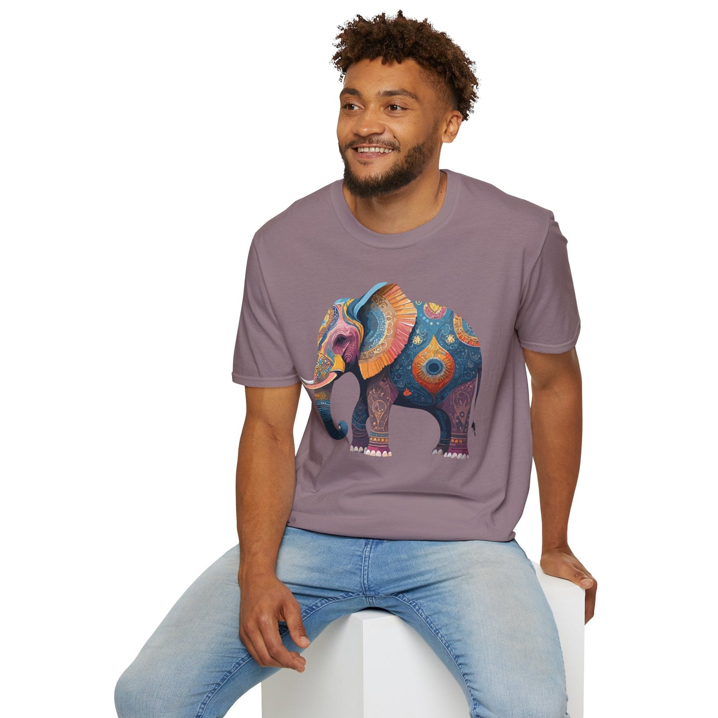 Elephant T Shirt Unisex Gildan Softstyle 64000 Tee With Animal Elephant Graphic Artwork