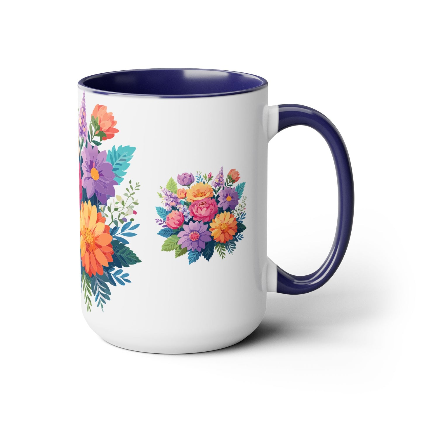 Two-Tone Coffee Mug with flowers