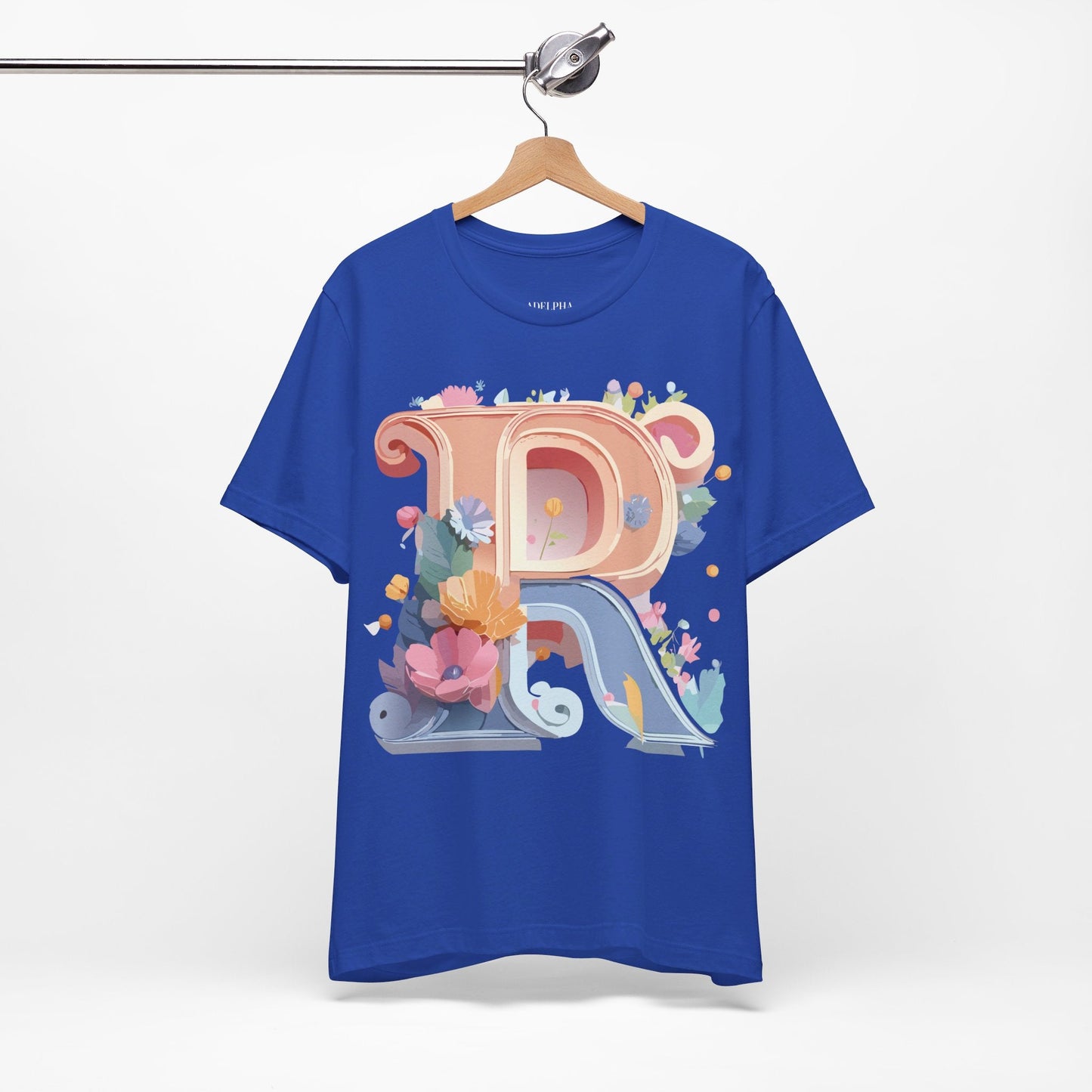 Letter R Shirt Unisex Graphic Tee Premium Cotton Vintage Inspired Art By Adelpha Short Sleeve