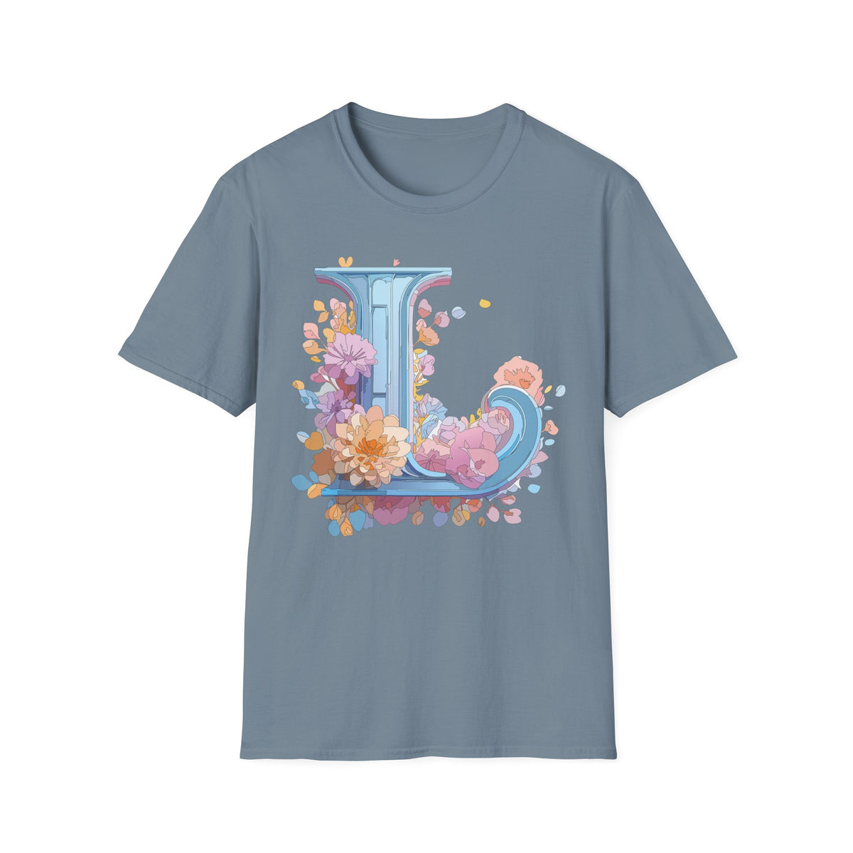 Floral Letter L T-Shirt | Monogram Initial Tee