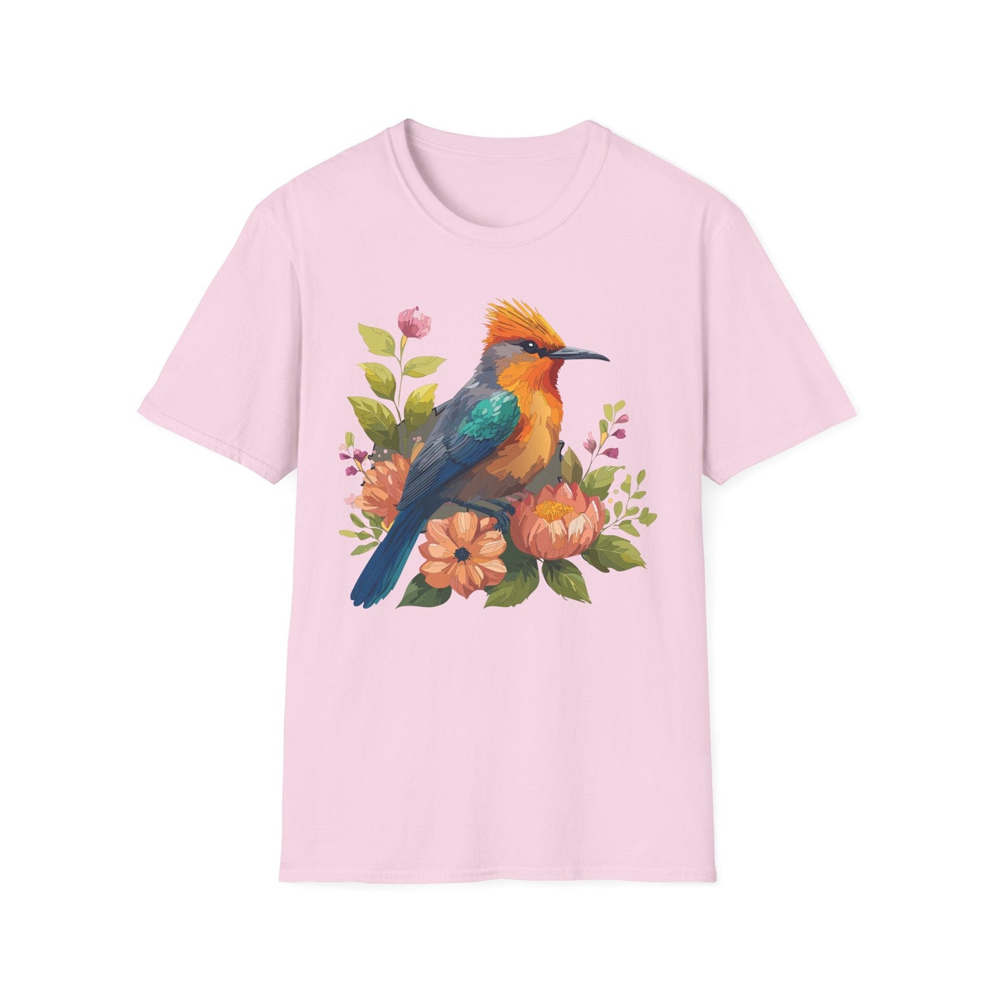 Floral Bird T Shirt For Unisex Wear Gildan Softstyle 64000 100 Percent Cotton Tee
