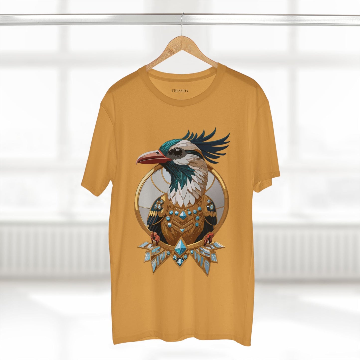 Bird Graphic Unisex 100 Cotton Tee With Unique Animal Golden Medallion Art Design 19