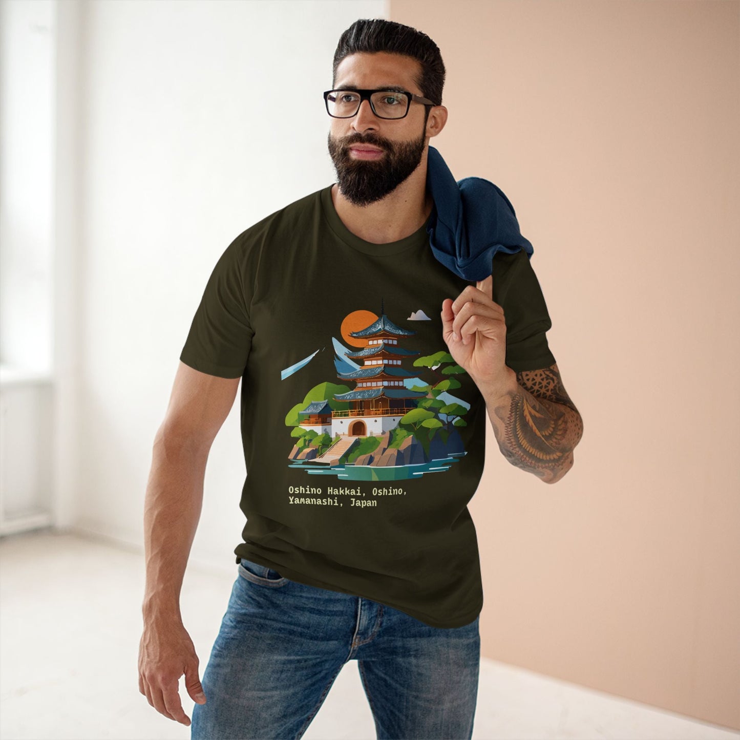 Japan Travel Shirt Unisex Cotton Tee With Original Art Design From Retro2Nova Collection