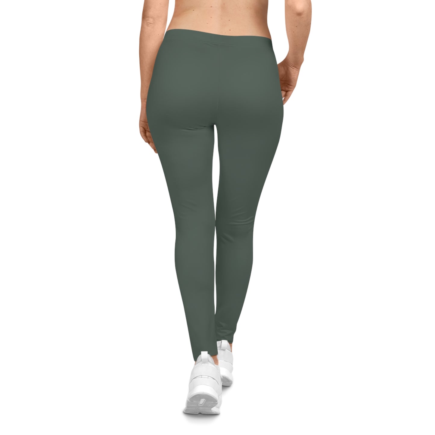 Dark Grey Olive Color Women's Poly-Span Casual Leggings XS-2XL