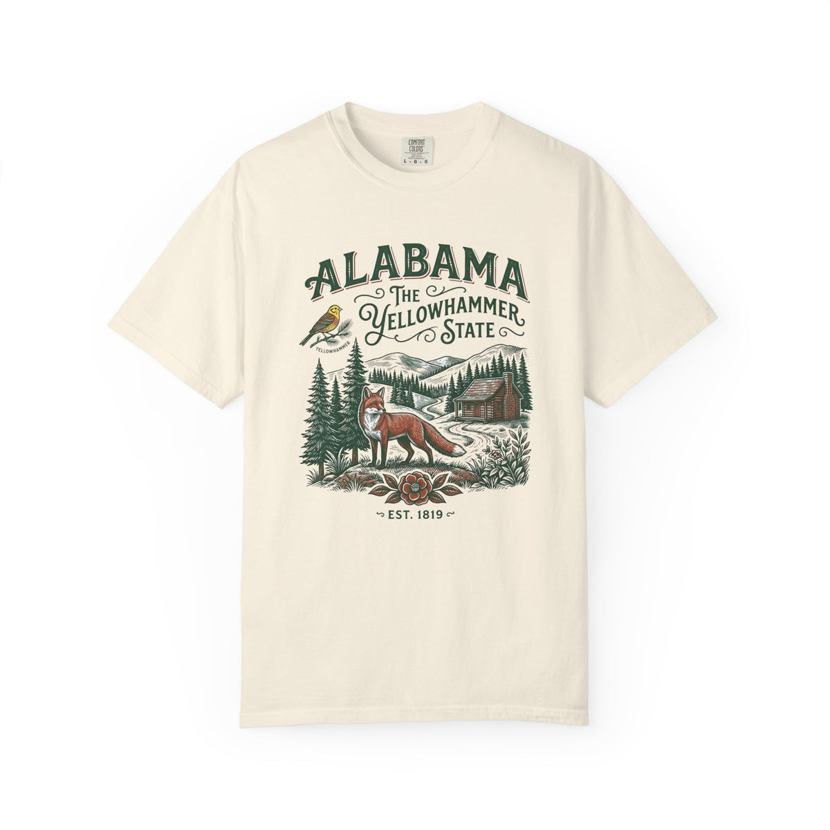 Alabama Graphic Unisex Heavyweight Garment-Dyed Travel Tourist Graphic Gift Tee Unisex 100 Cotton Comfort Colors T-Shirt