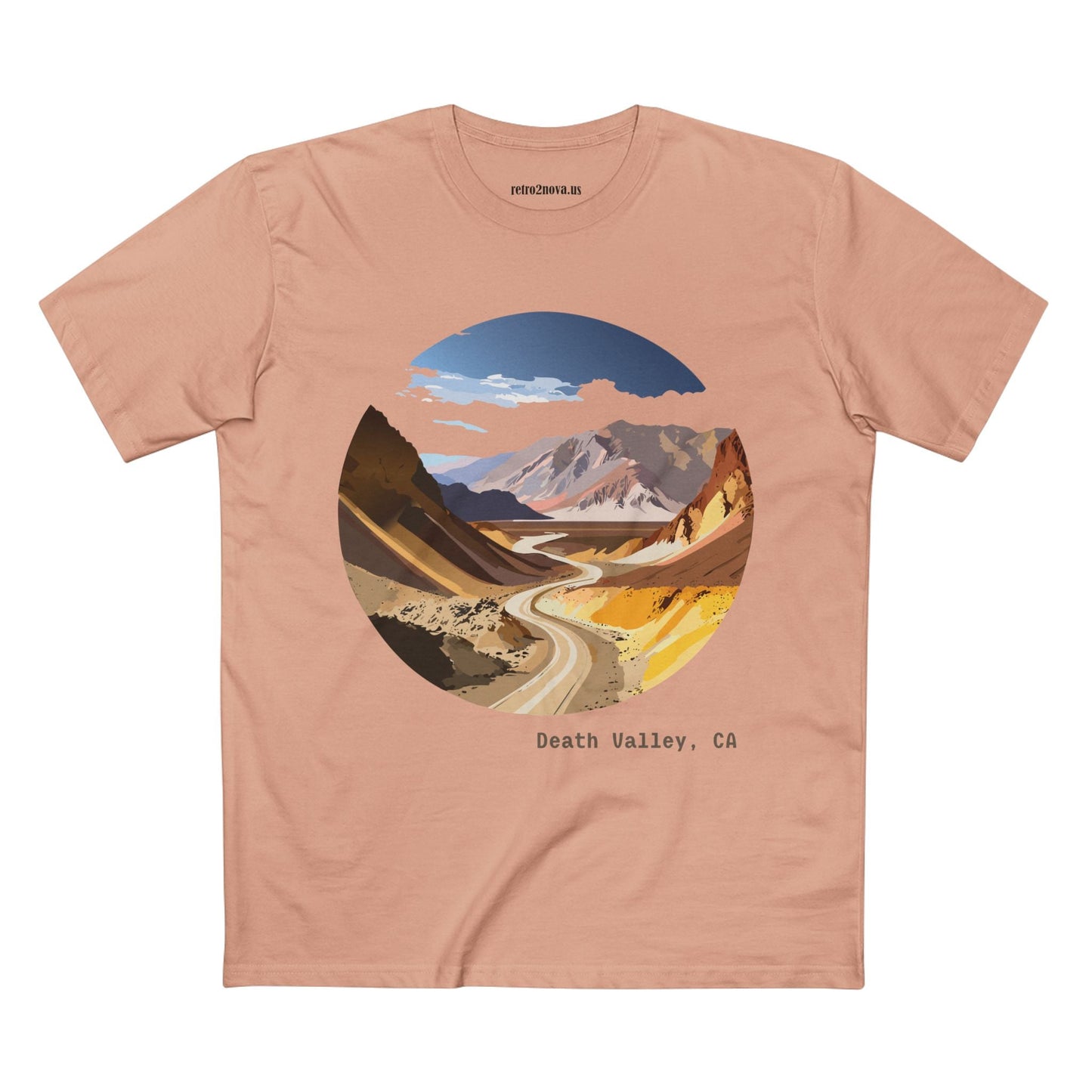 Travel Shirt Unisex Death Valley Tee With Original Art Design By Retro2Nova Premium Cotton Staple