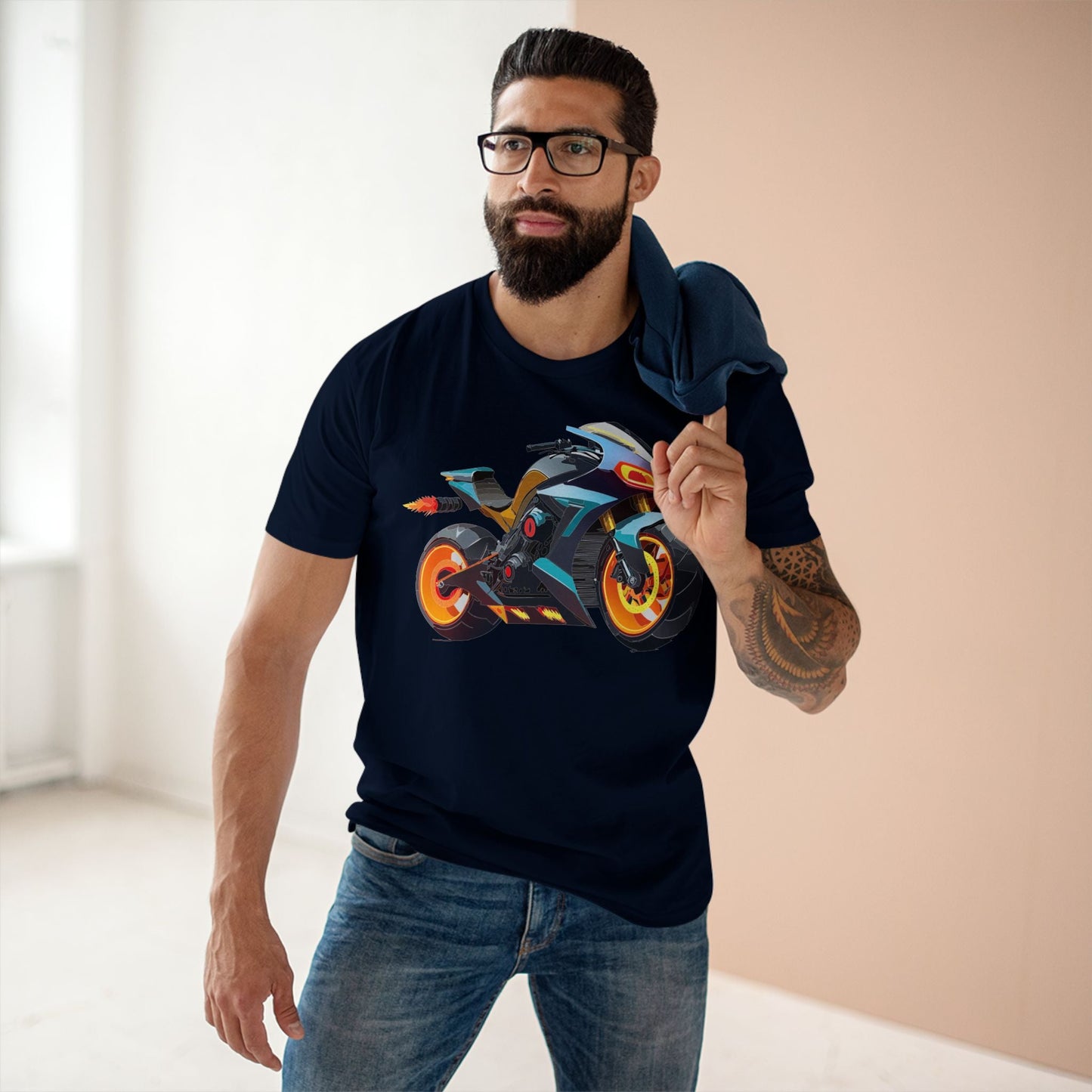 Moto Bike Graphic Unisex 100 Cotton Staple Tee 22