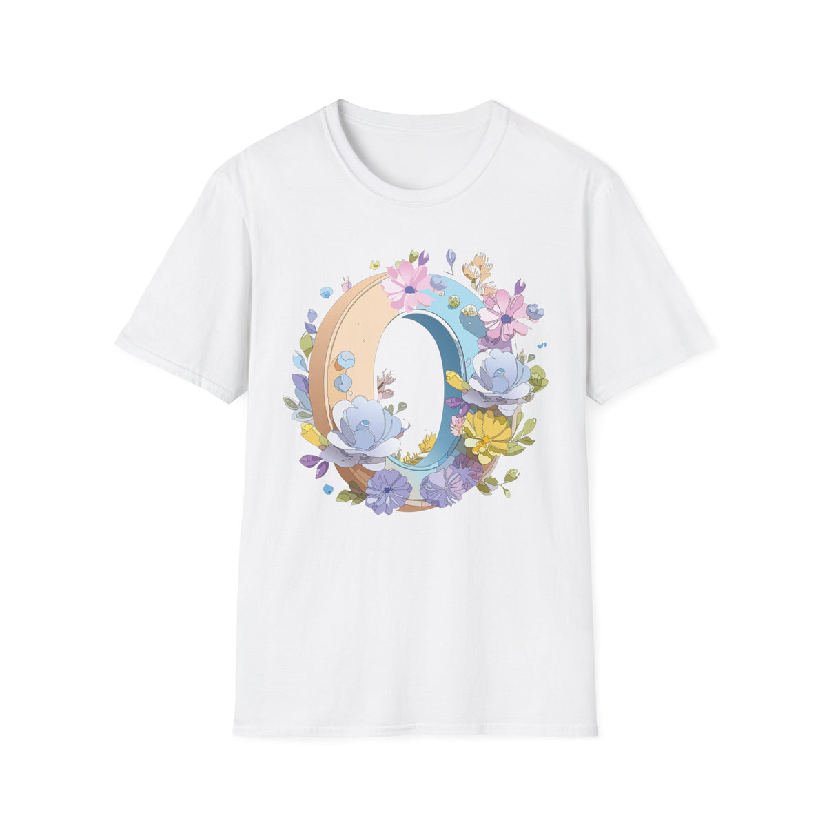 Floral Letter O Shirt | Monogram Initial O Tee, Pastel Flower Alphabet