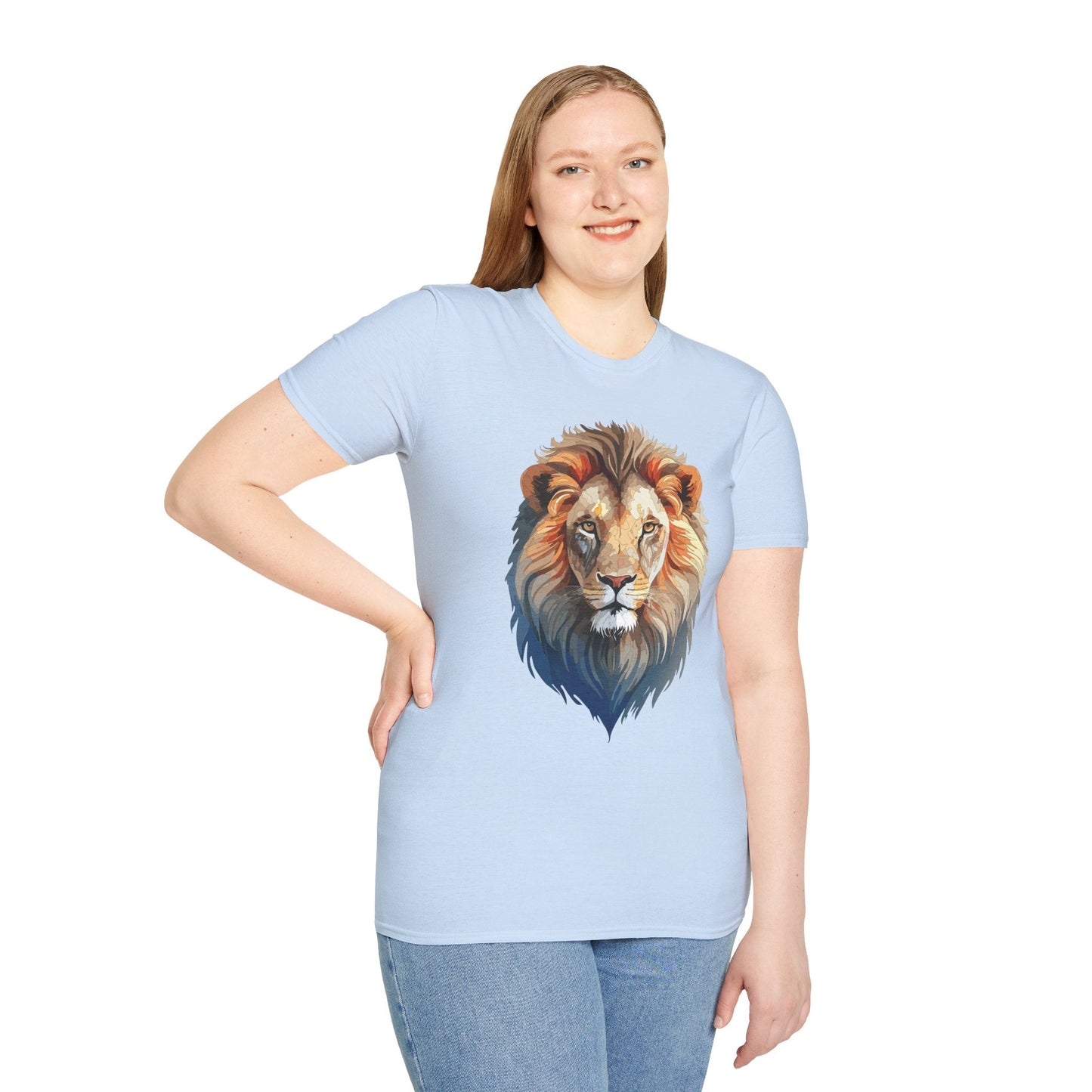 Gildan Softstyle Lion Print T Shirt Floral Tee For Unisex Everyday Comfort