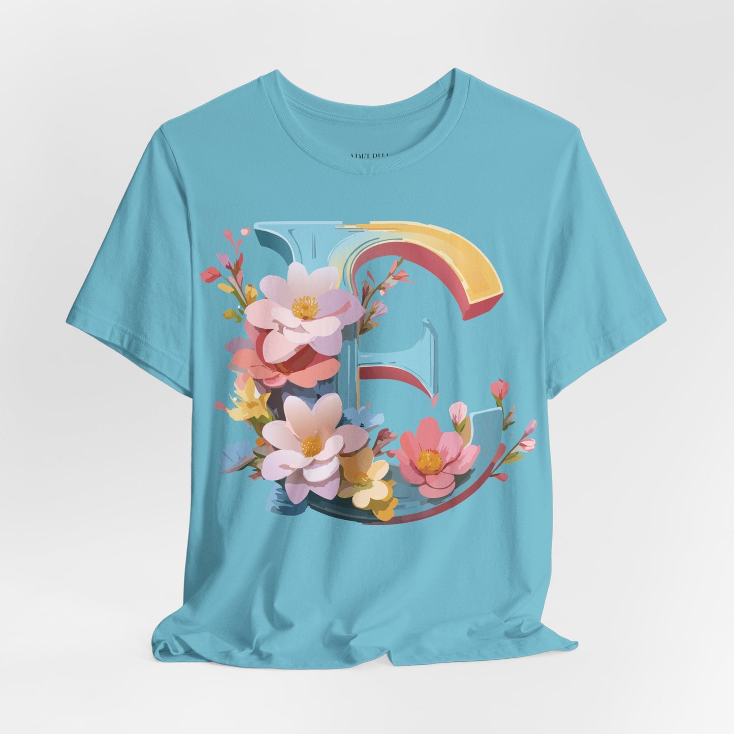 Letter E Shirt Unisex Graphic Tee Short Sleeve Vintage Inspired Art Design Adelpha