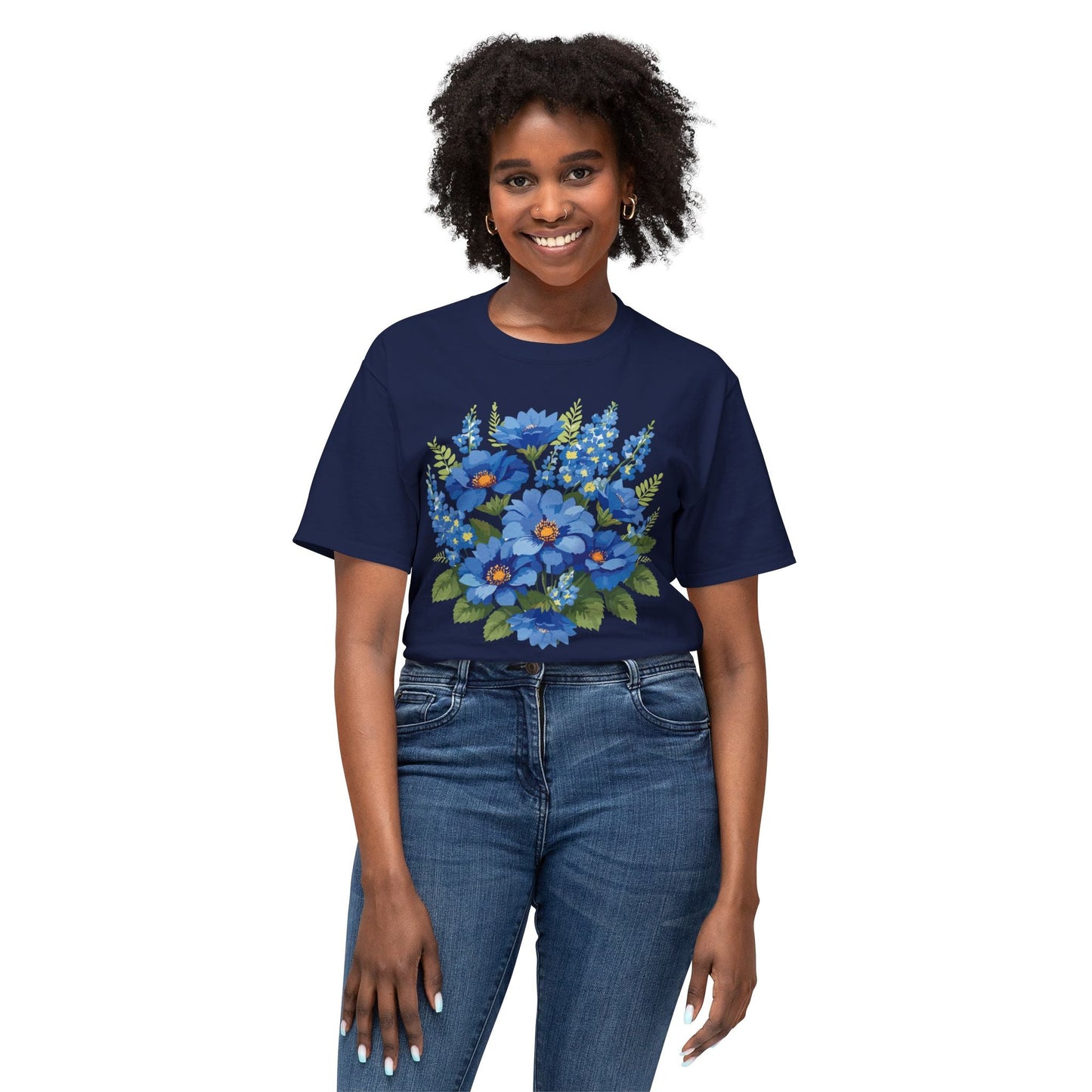 Unisex Floral Art T Shirt Cotton Tee With Vintage Flowers Art Print Breathable USA Made