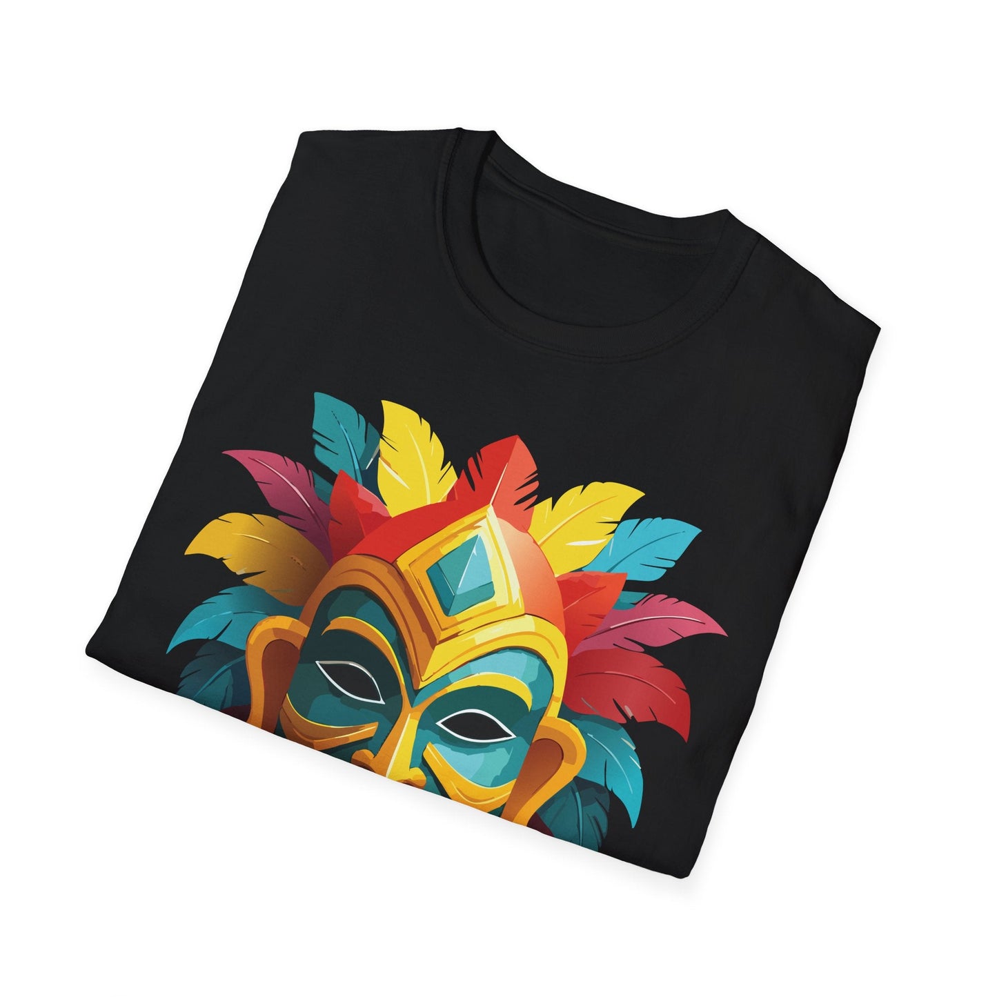 Unisex Mask Tee Shirt Gildan Softstyle 64000 Cotton Masquerade Design For Everyday Wear