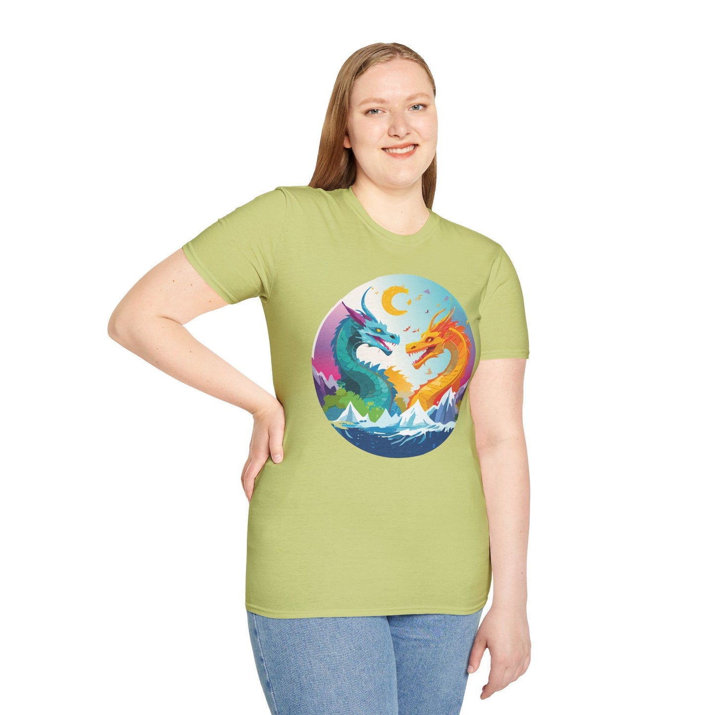 Dragon Graphic Unisex Cotton Softstyle Art Design Tee With Animals 29