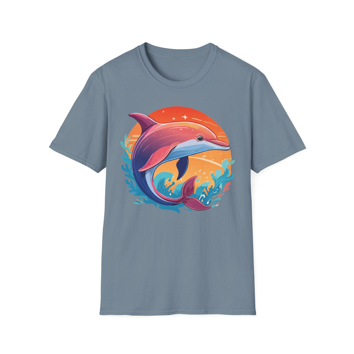 Sunset Dolphin Tee | Colorful Ocean Illustration Shirt