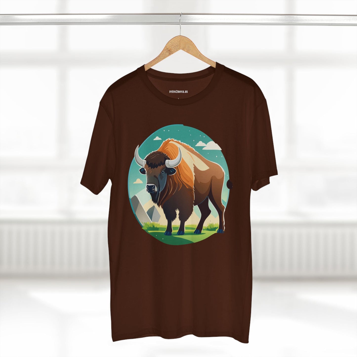 Bison Shirt Unisex Premium Cotton Tee With Original Art Design From Retro2Nova Animals Collection Exclusive Art Series