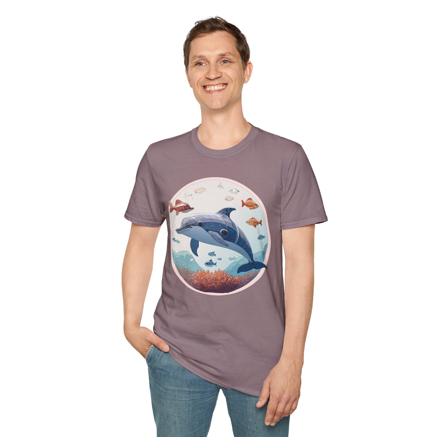 Dolphin Shirt Unisex Softstyle Tee One Hundred Percent Ring Spun Cotton Lightweight Comfort