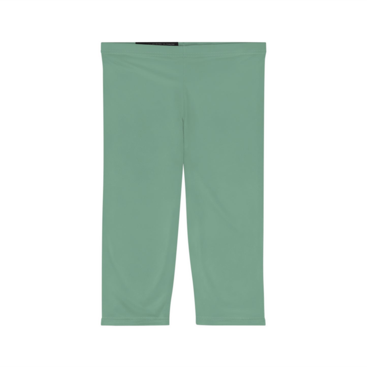 Muted Teal Color Women's Brushed Suede Poly Span Casual Capri Leggings XS-2XL