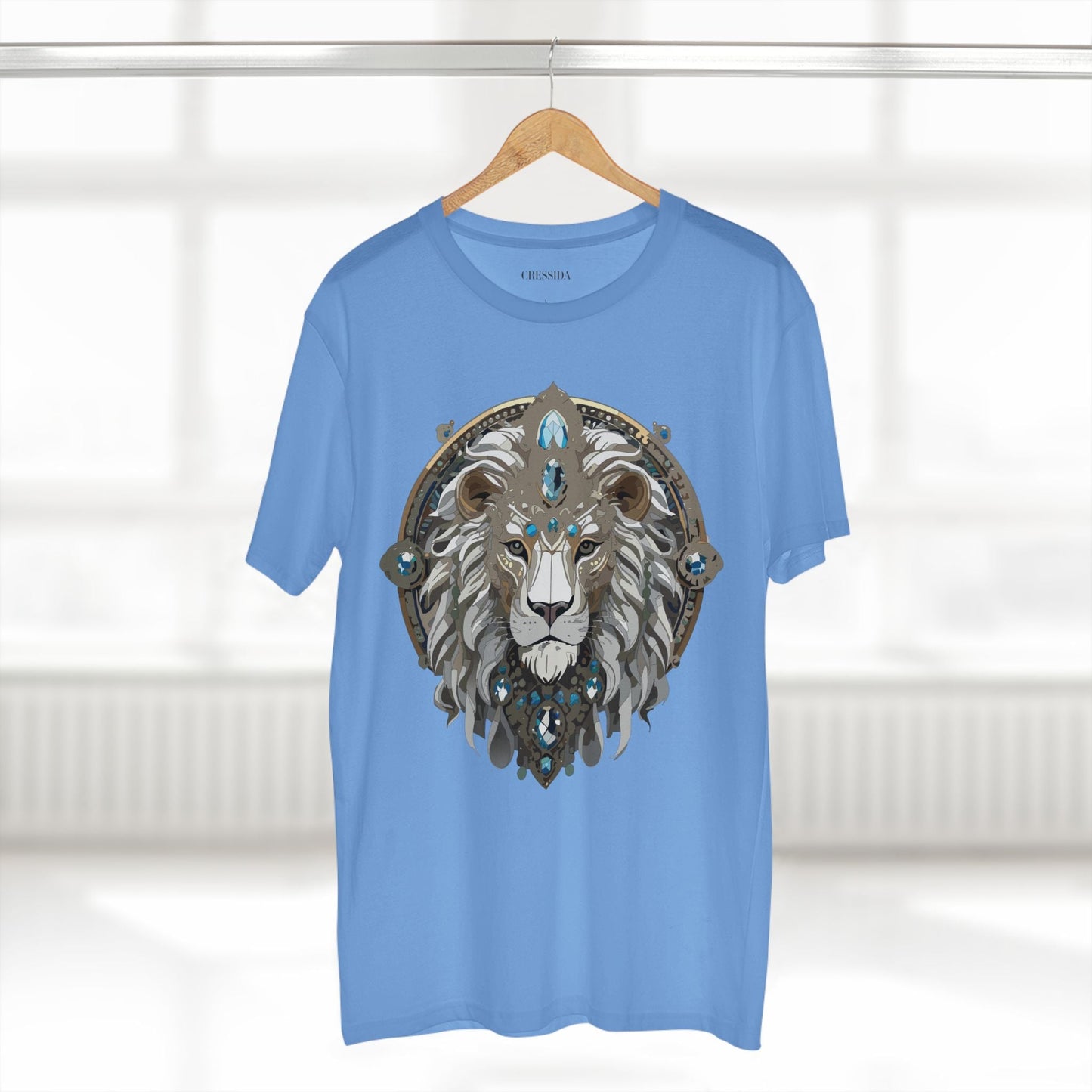 Lion Graphic Unisex 100 Cotton Tee With Unique Animal Golden Medallion Art Design 56