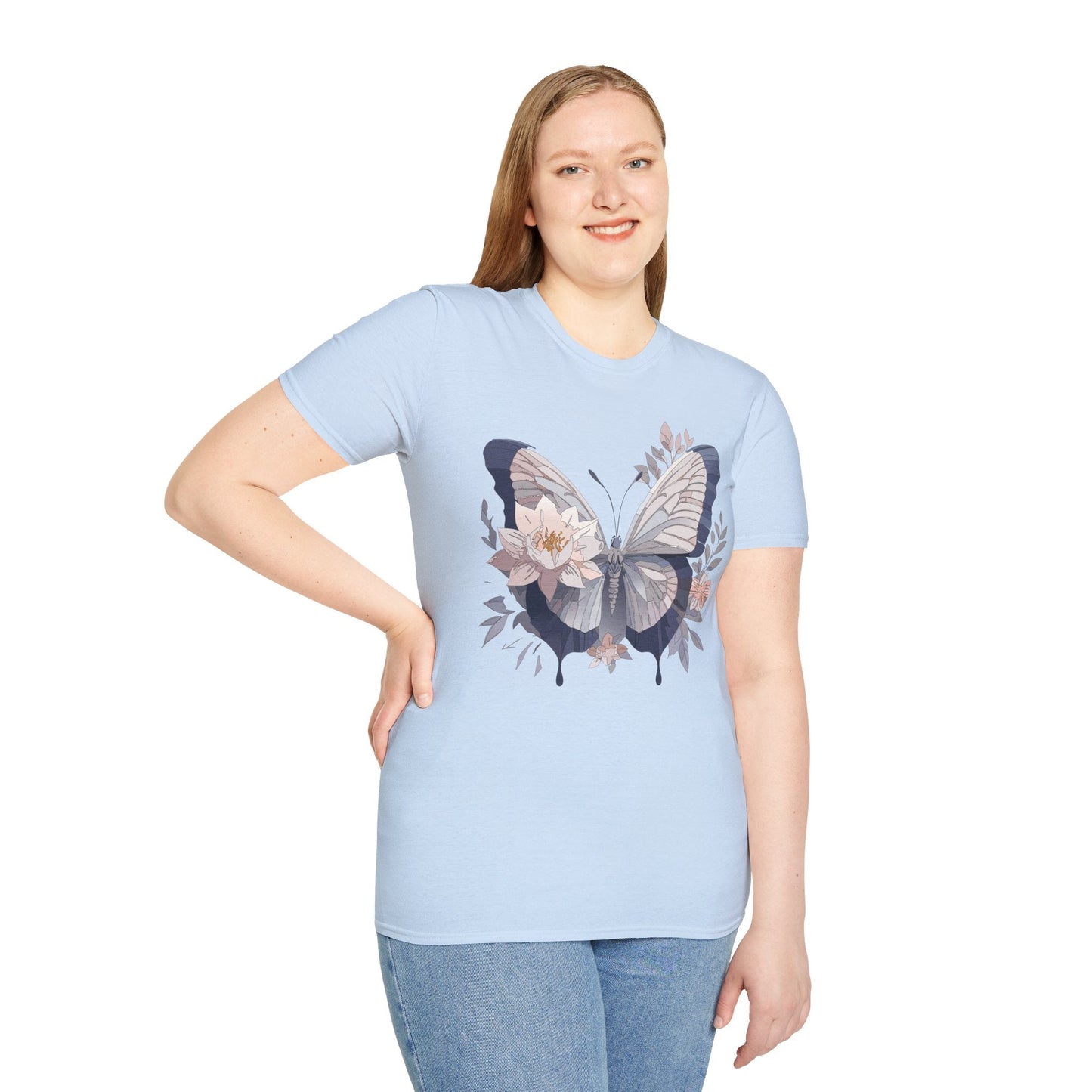 Butterfly T Shirt Unisex Monarch Print Softstyle Cotton Tee for Everyday Comfort