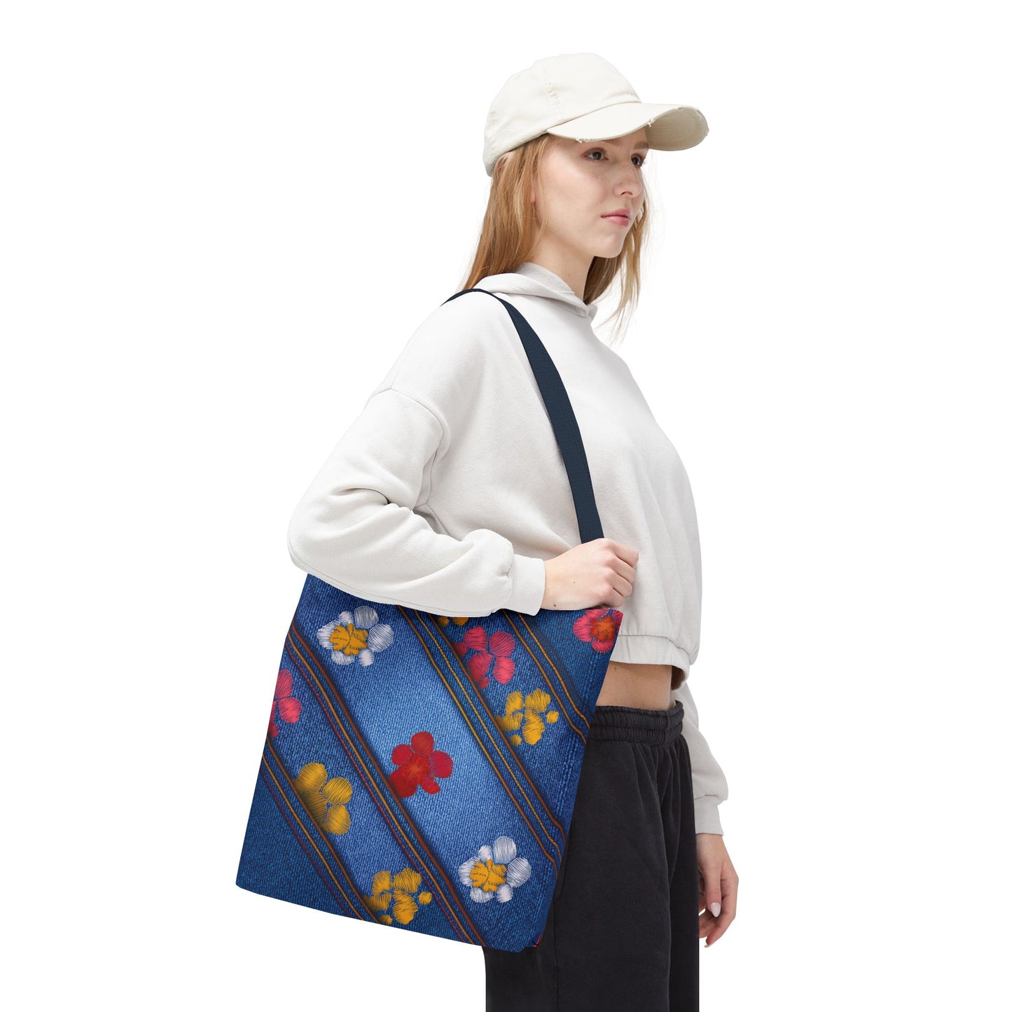 Denim Fabric Imitation Print Unisex Canvas Bag Poly Spun 3 Sizes Tote Bag 135