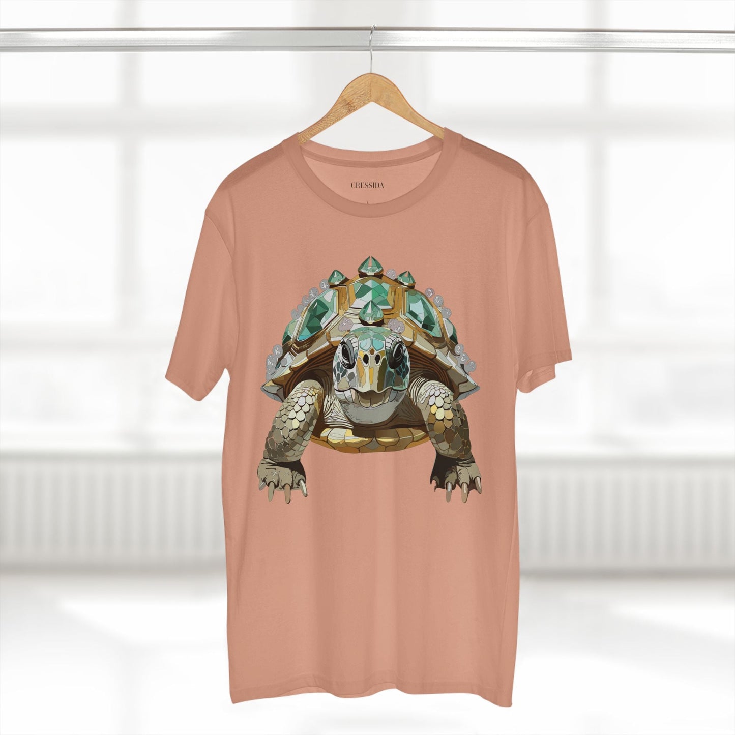 Turtle Graphic Unisex 100 Cotton Tee With Unique Animal Golden Medallion Art Design 29