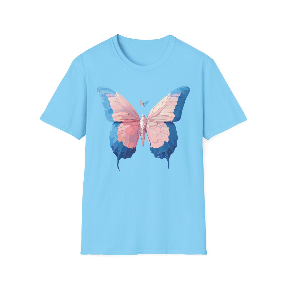 Butterfly Graphic T-Shirt — Pastel Pink & Blue Wing Graphic Tee Unisex 100 Cotton Gildan T-Shirt