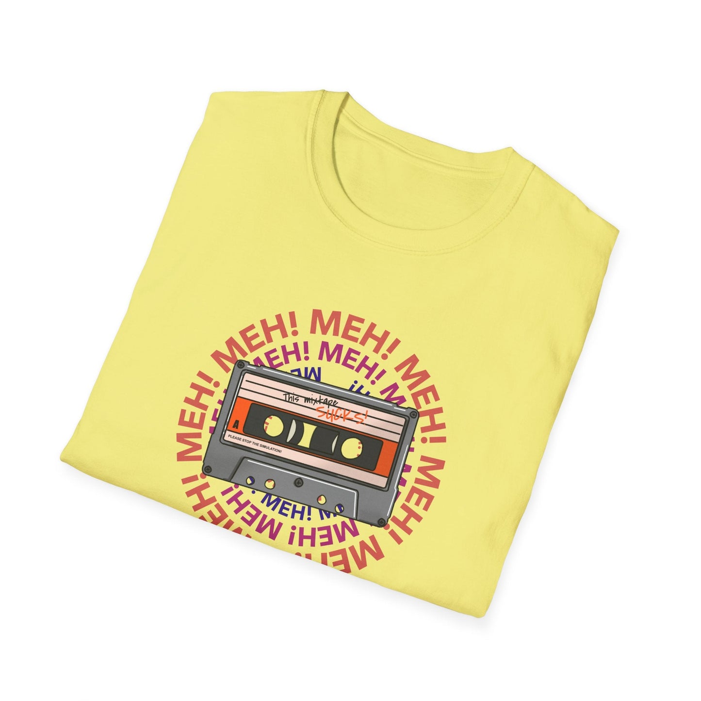 Cassette Tape Meh Graphic T-Shirt Unisex Cotton Retro Funny Music Tee