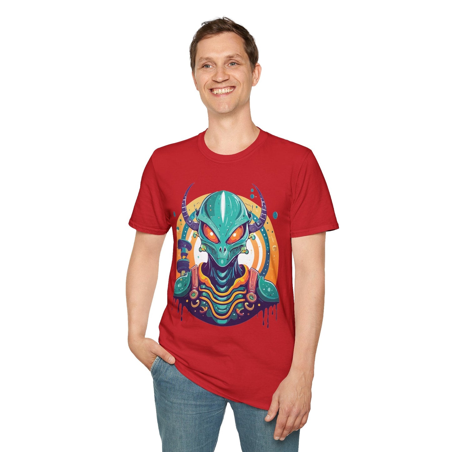 Alien Graphic Unisex Cotton Softstyle UFO Artwork Tee 14