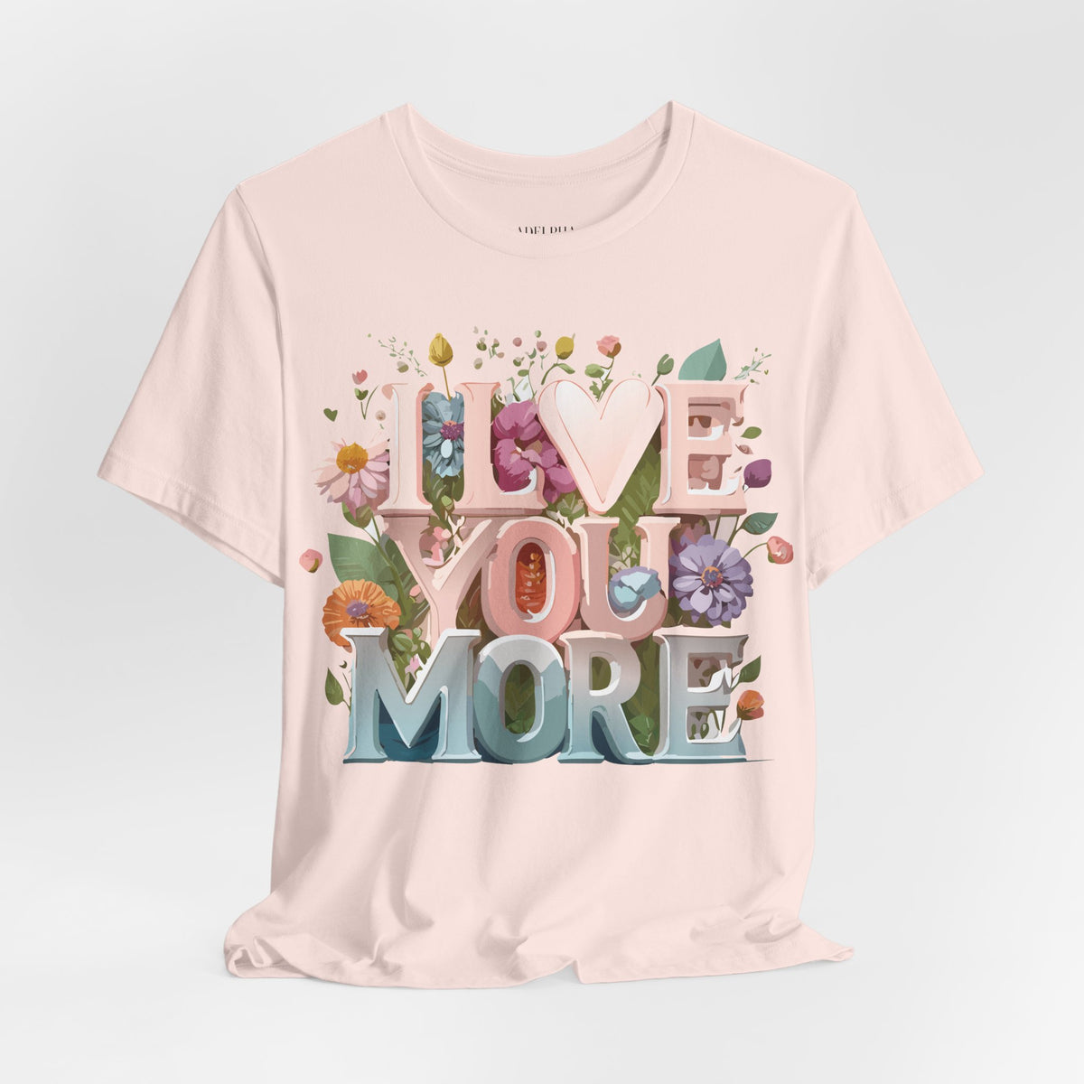 Valentine's Day Graphic Unisex Cotton Bella+Canvas Tee with Floral Art Design d136