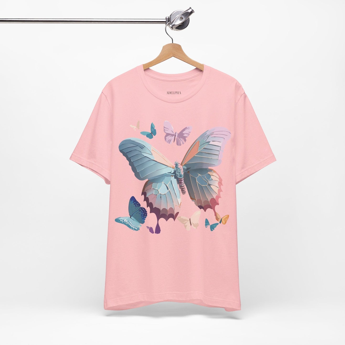 Butterfly Graphic Short Sleeve Tee Unisex Vintage Art Shirt By Adelpha