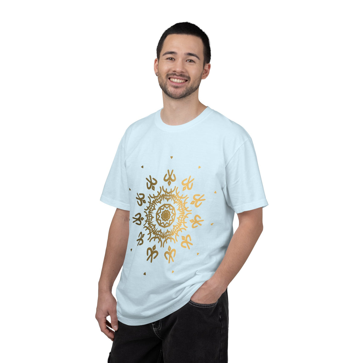 Unisex Garment Dyed Cotton T-Shirt with Mandala Graphic Design
