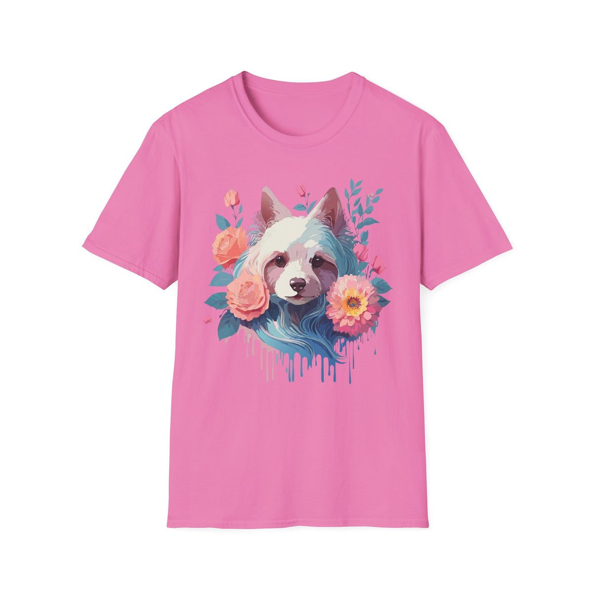 Watercolor Floral Dog Face T-Shirt | Floral Puppy Tee, Cute Pet Portrait Shirt