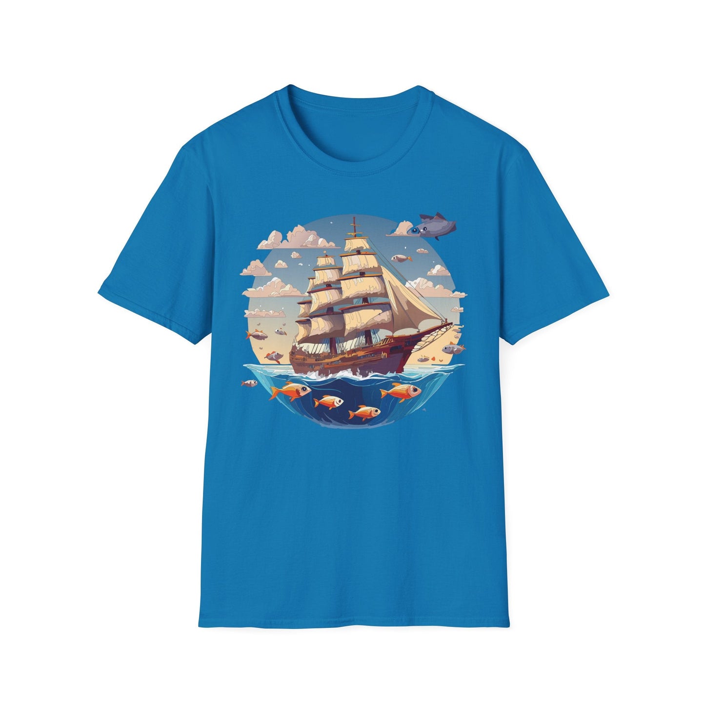 Nautical Ship Frigate Vessel T Shirt Unisex Premium Softstyle Cotton Tee Gildan 64000