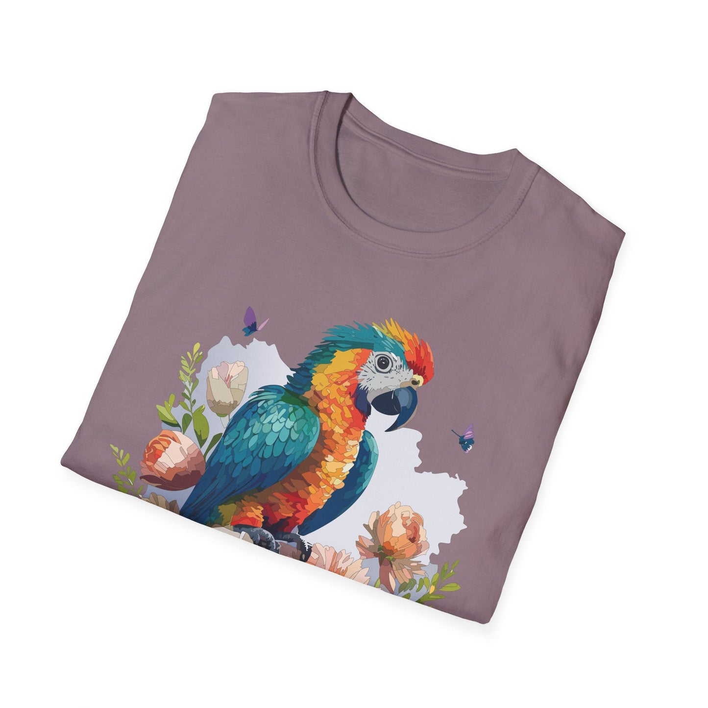 Bird T Shirt Floral Bird Print Unisex Softstyle Cotton Tee Animal Graphic Tee For Everyday Wear