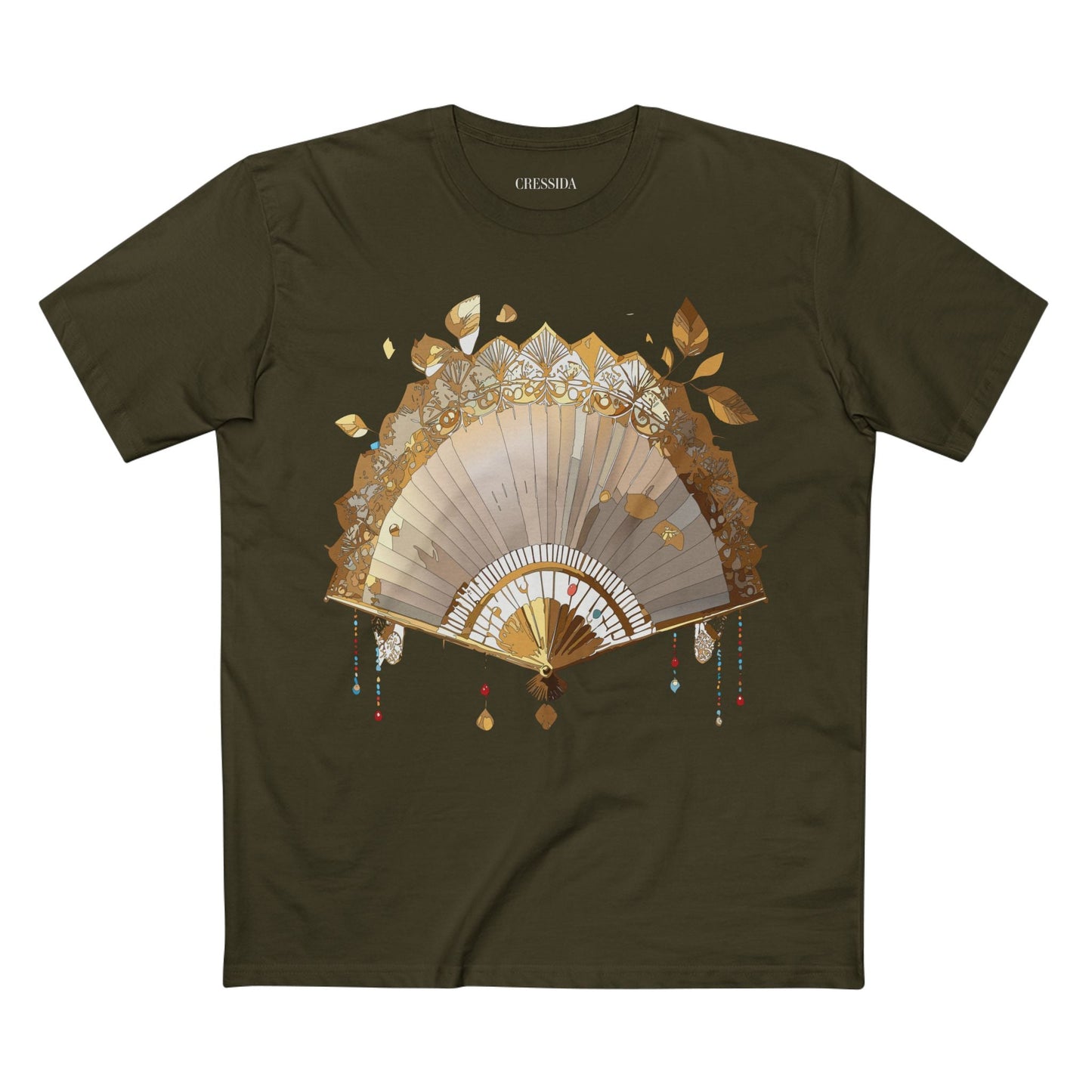 Antique Fan Graphic Design T-Shirt Unisex 100 Cotton Floral Carnival Artwork Tee 12