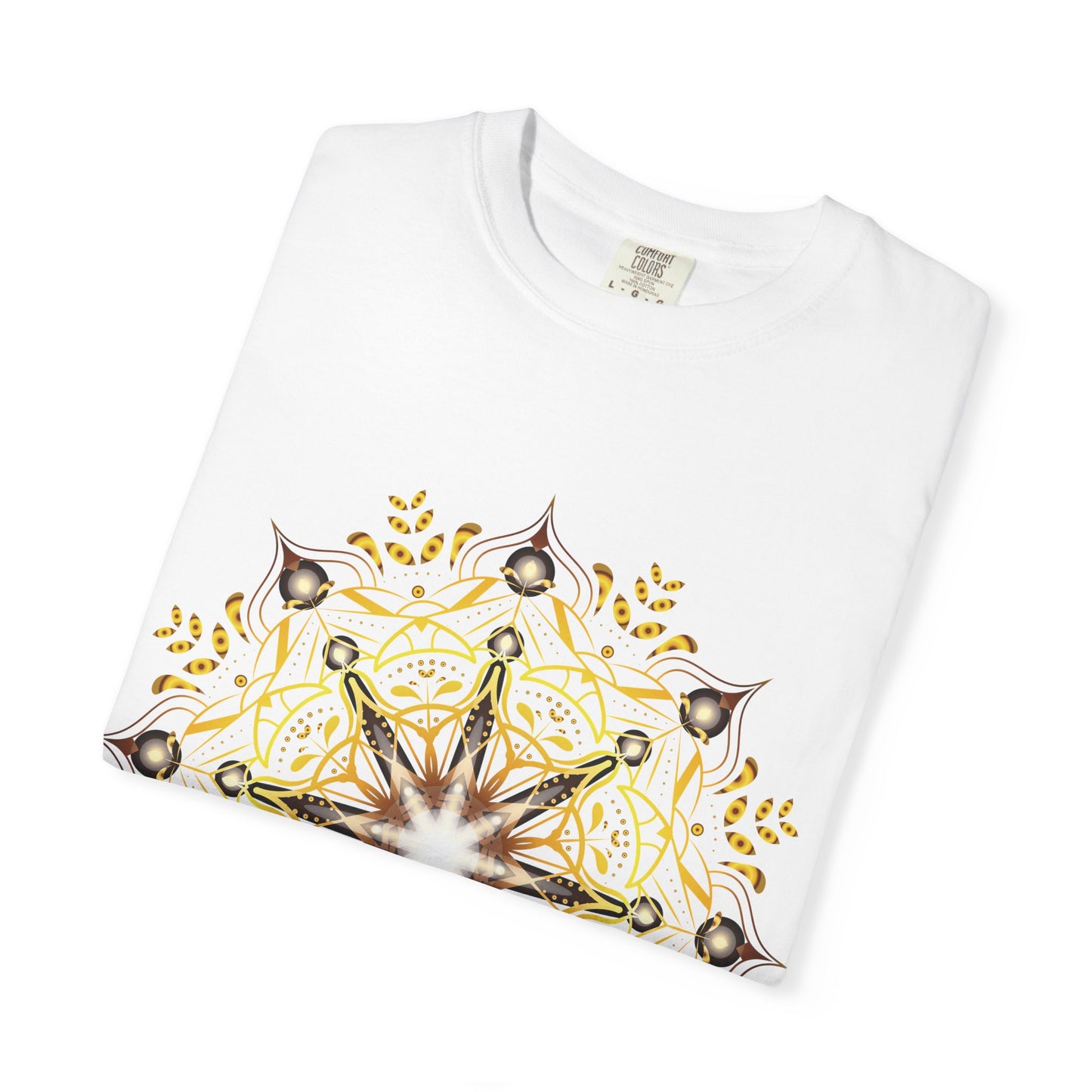 Unisex Garment Dyed Cotton T-Shirt with Mandala Graphic Design