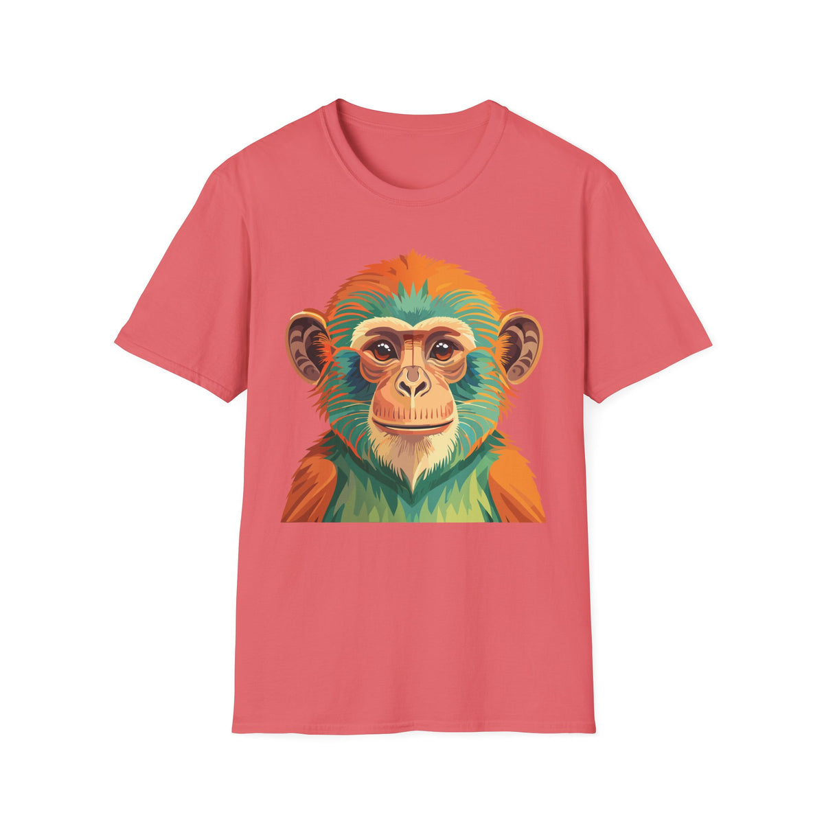 Colorful Monkey Face T-Shirt | Vibrant Primate Illustration Tee