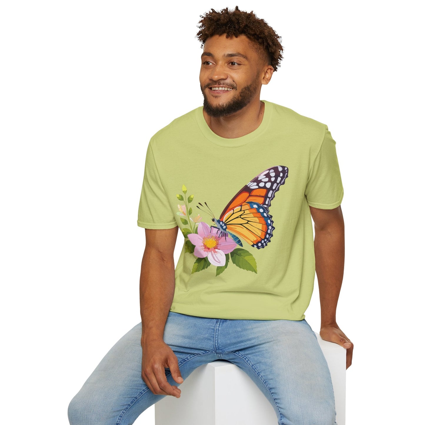 Butterfly T Shirt for Women and Men Monarch Print Softstyle Unisex Gildan 64000 Tee
