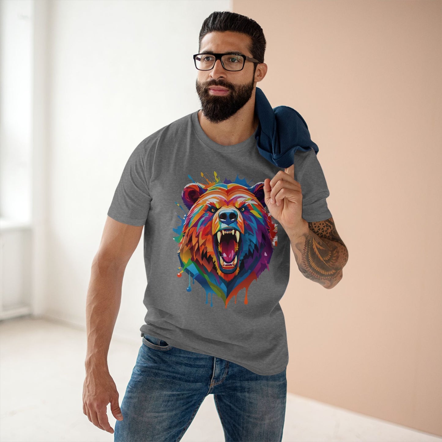 Bear Graphic Unisex 100 Cotton Staple Tee with Animal Design Artwork 13