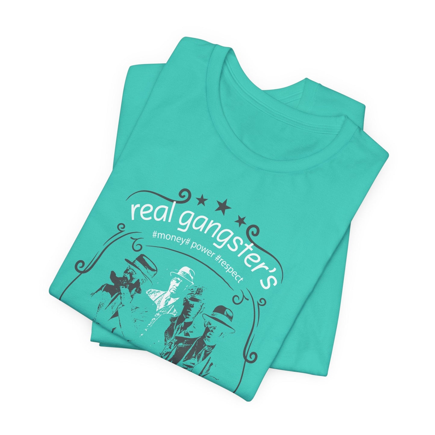 Real Gangsters Don't Die T-Shirt Vintage Outlaw Illustration Retro Biker Tee A-3