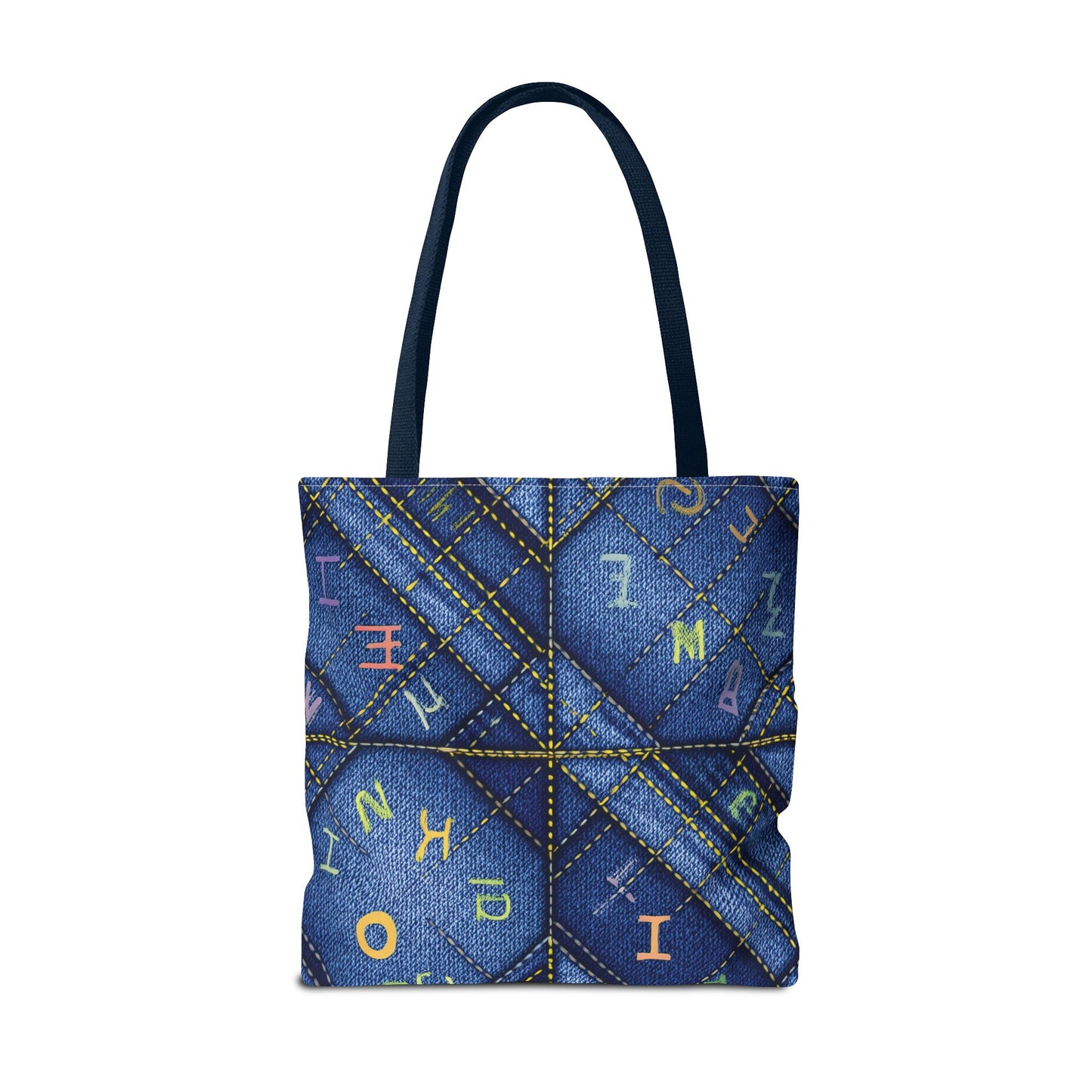 Denim Fabric Imitation Print Unisex Canvas Bag Poly Spun 3 Sizes Tote Bag 187-6