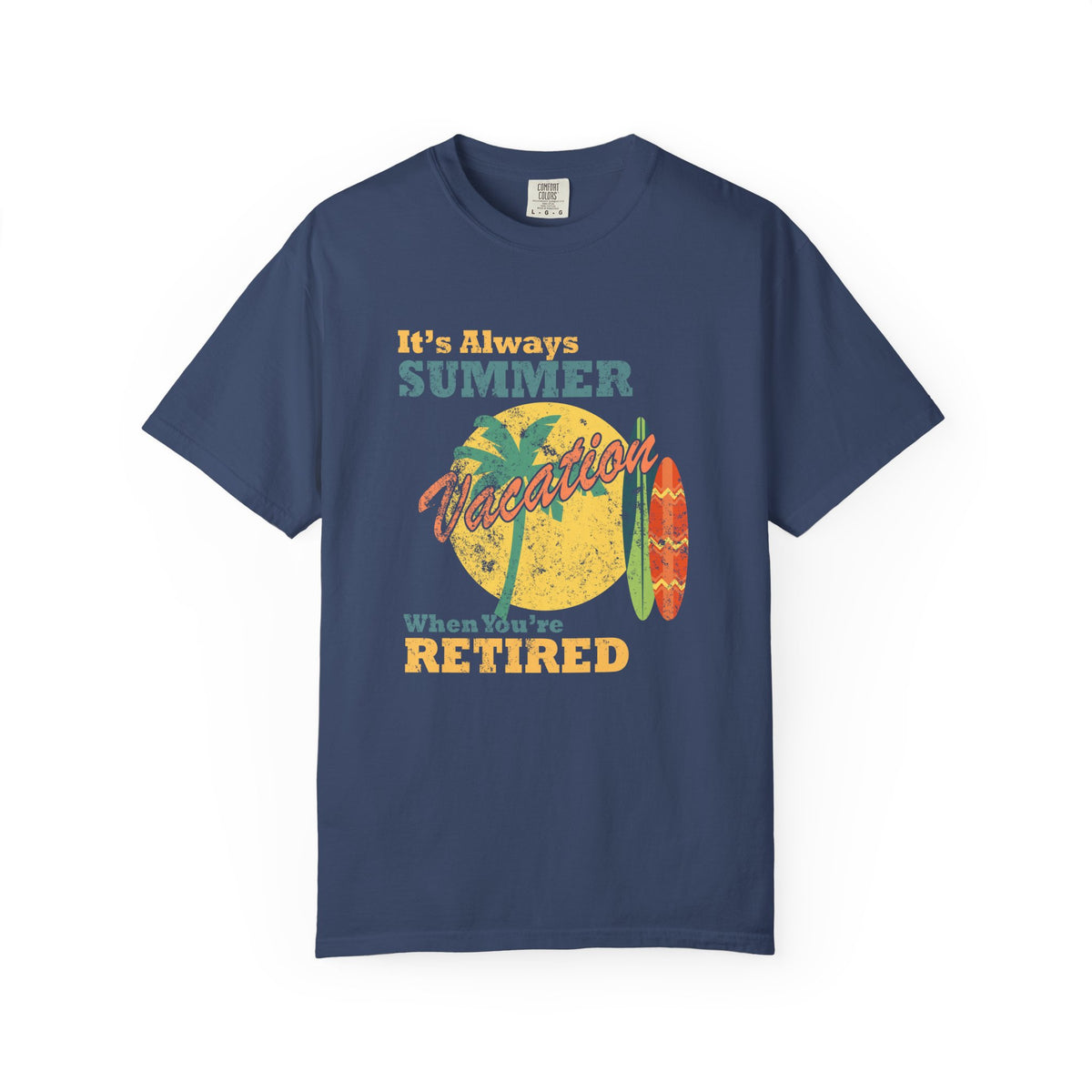Always Summer Vacation Retro Palm Surf Unisex Comfort Colors Garment-Dyed Heavyweight 100 Cotton Art Design T-Shirt w108