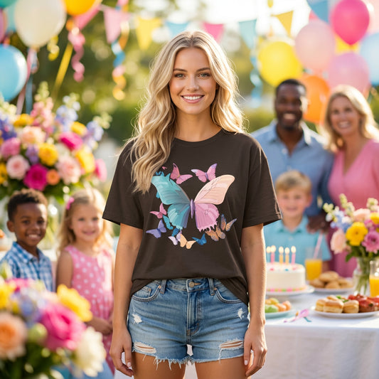 Butterfly Graphic Unisex Cotton Bella+Canvas Tee with Art Design n66