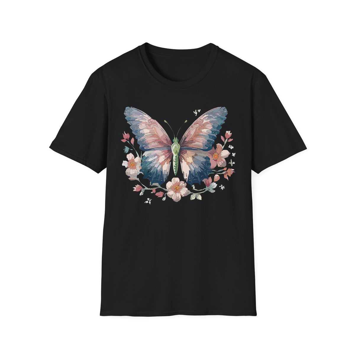 Butterfly Floral T-Shirt — Watercolor Butterfly Tee for Women & Nature Lovers Graphic Tee Unisex 100 Cotton Gildan T-Shirt